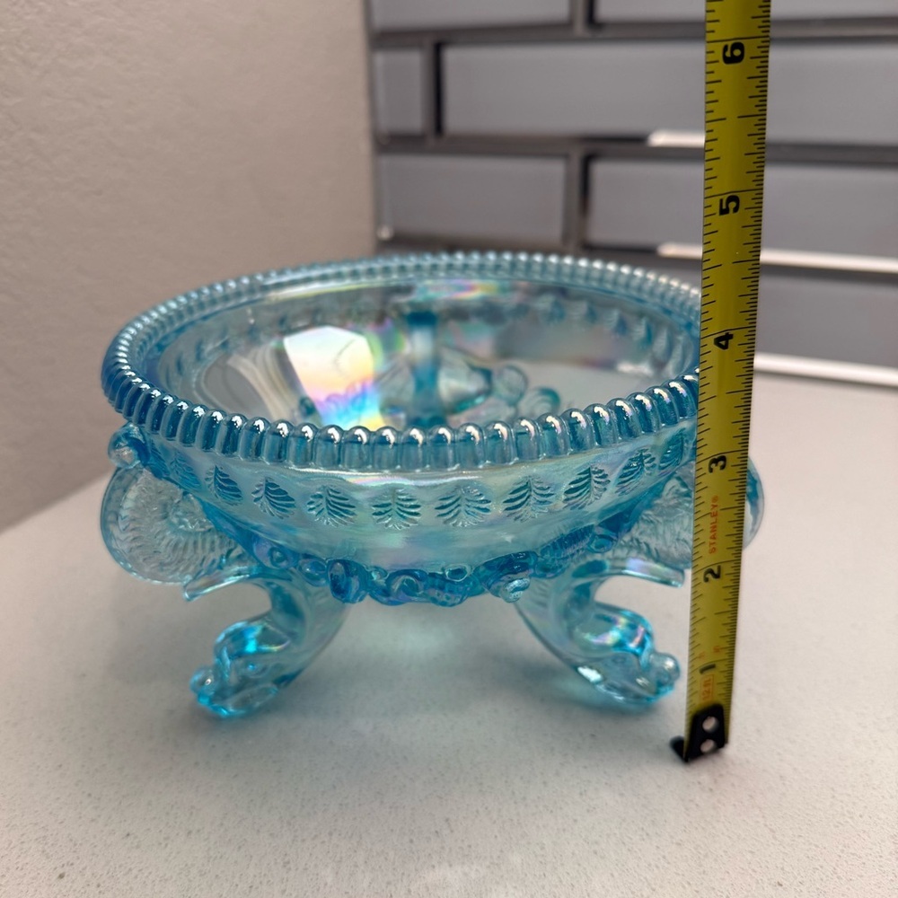 Vintage Westmoreland Argonaut Shell Brandywine Blue Opalescent Candy Dish - Picture 13 of 13